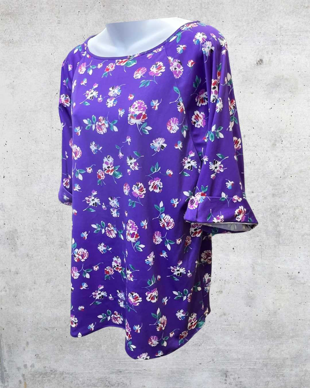 Vintage Lind Clare Purple Floral Blouse - Large