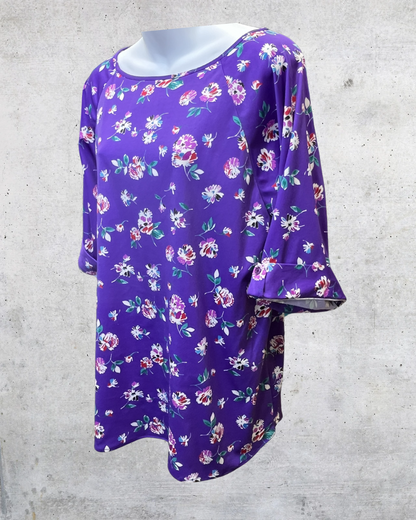 Vintage Lind Clare Purple Floral Blouse - Large