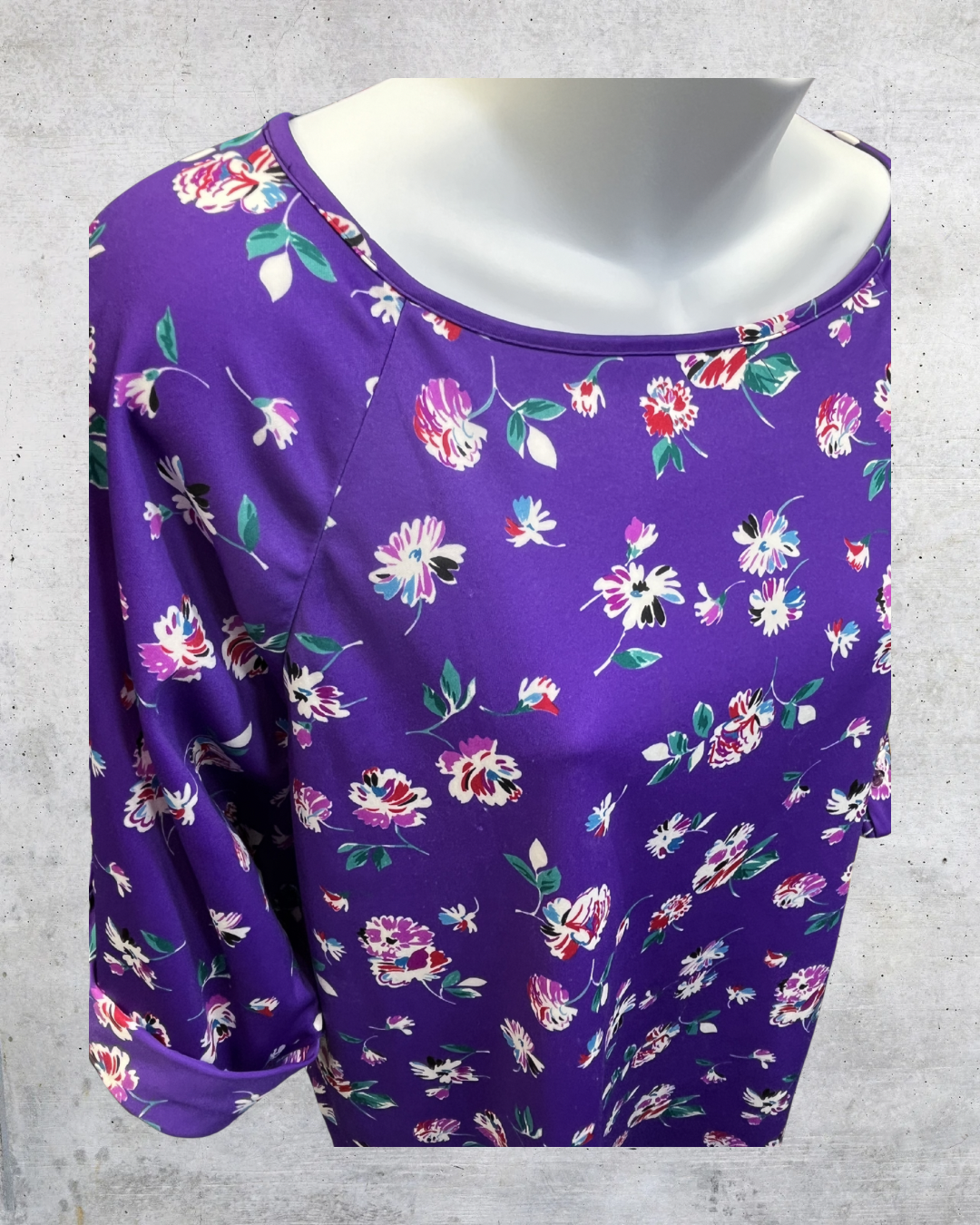 Vintage Lind Clare Purple Floral Blouse - Large