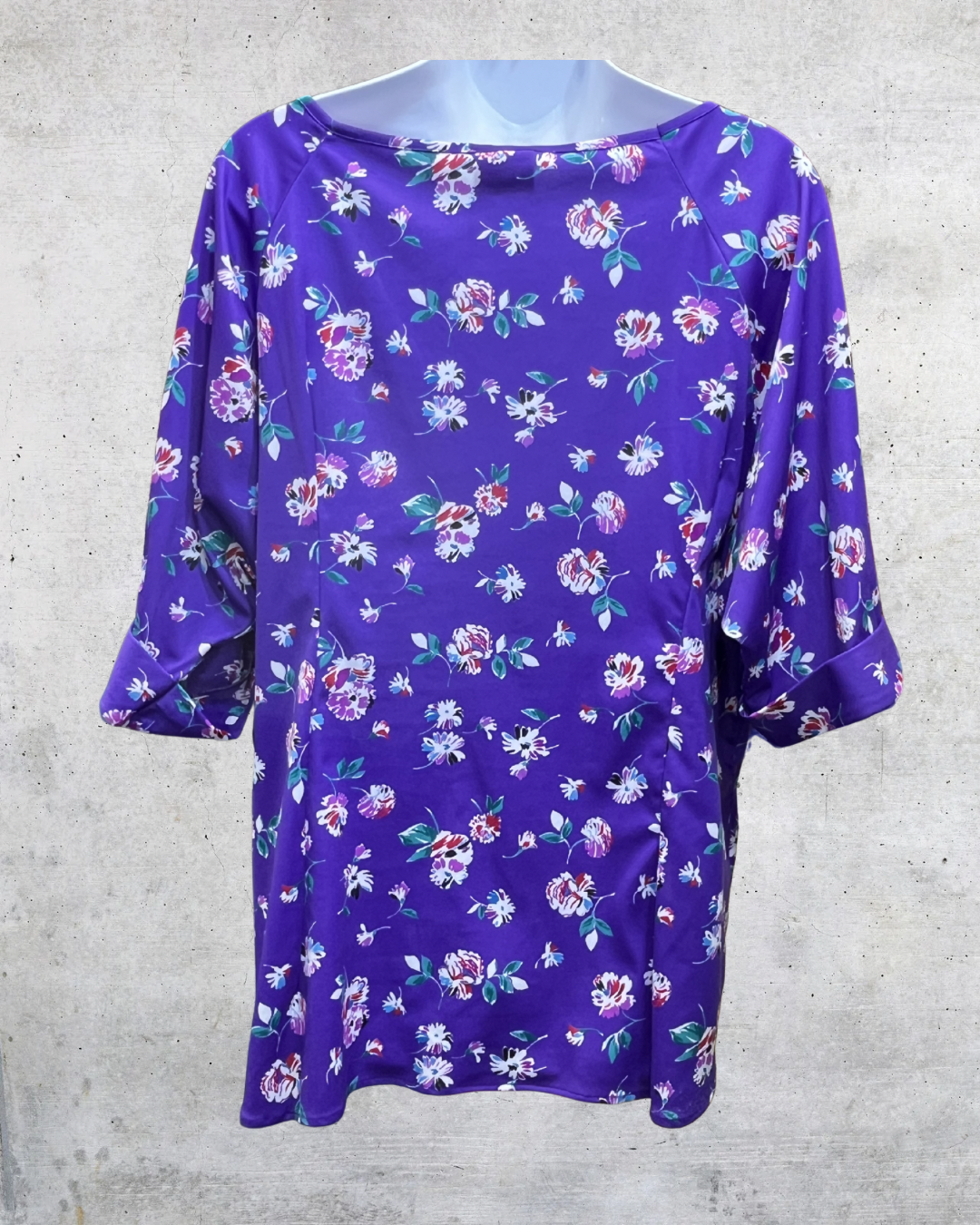 Vintage Lind Clare Purple Floral Blouse - Large