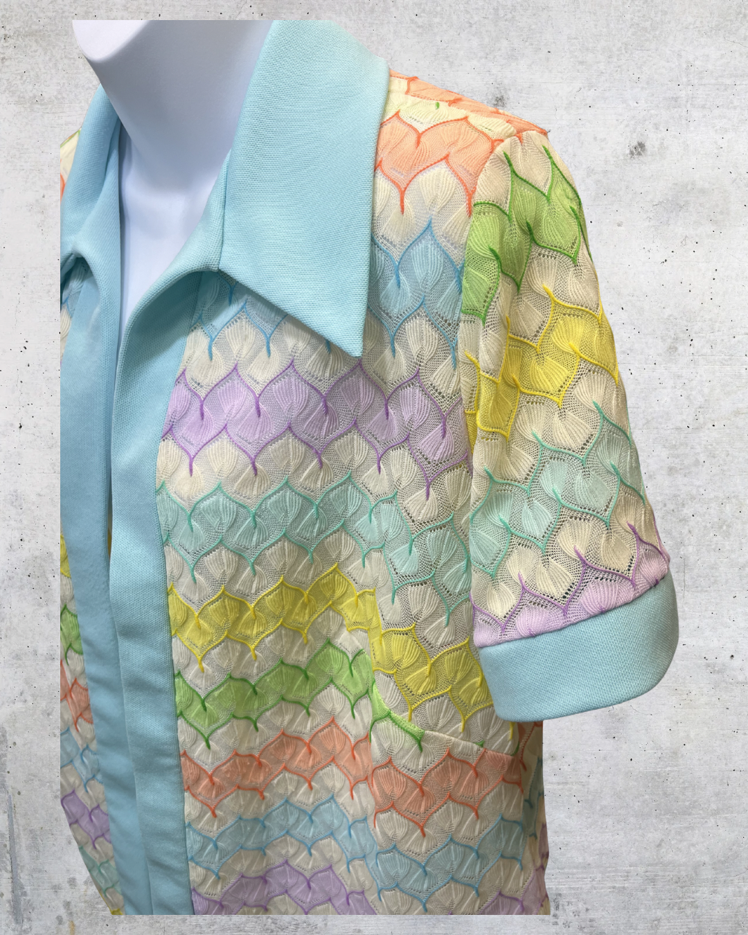 Vintage Sears Pastel Crochet Open Knit Top - Large