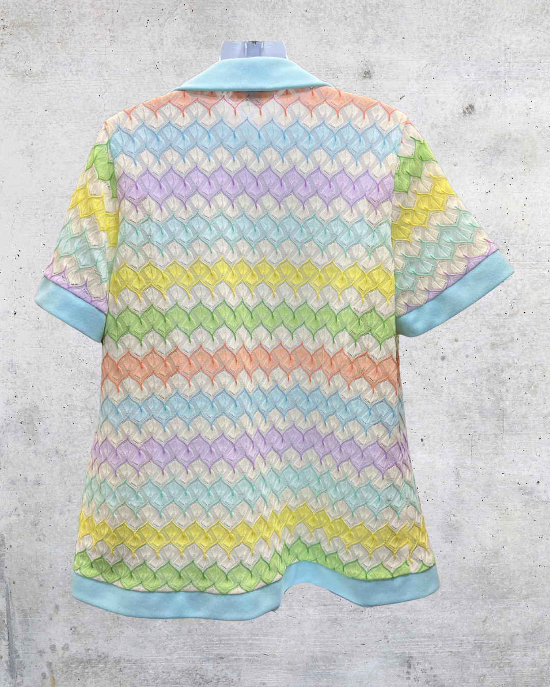 Vintage Sears Pastel Crochet Open Knit Top - Large