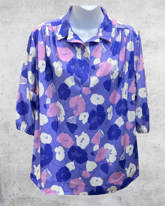Vintage Lind Clare Purple Floral Blouse - Medium