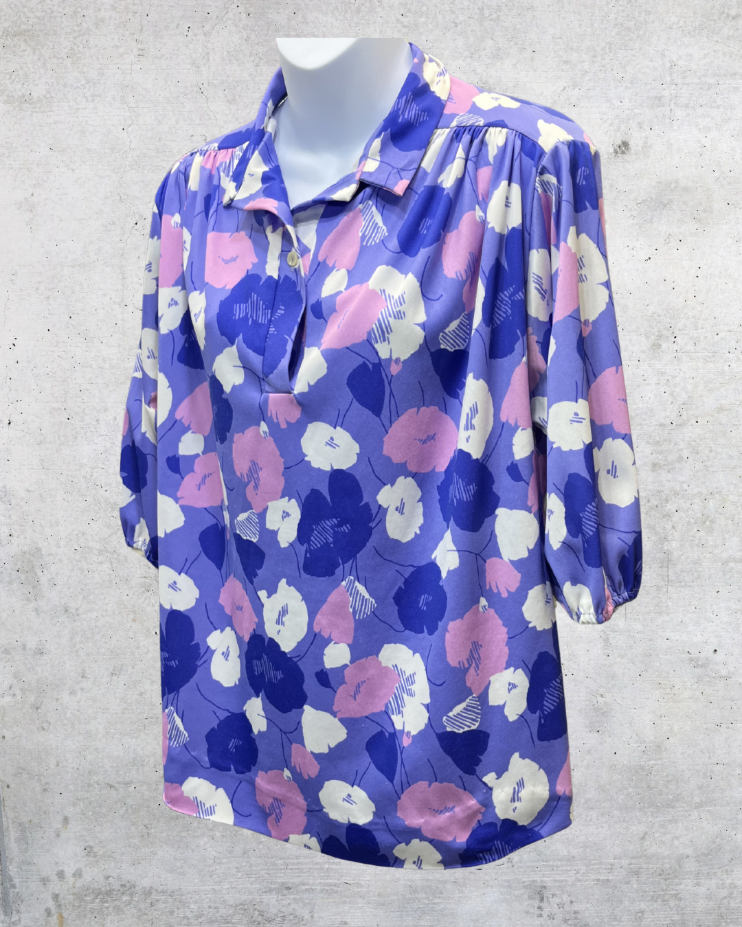 Vintage Lind Clare Purple Floral Blouse - Medium