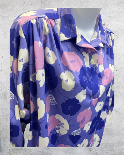 Vintage Lind Clare Purple Floral Blouse - Medium