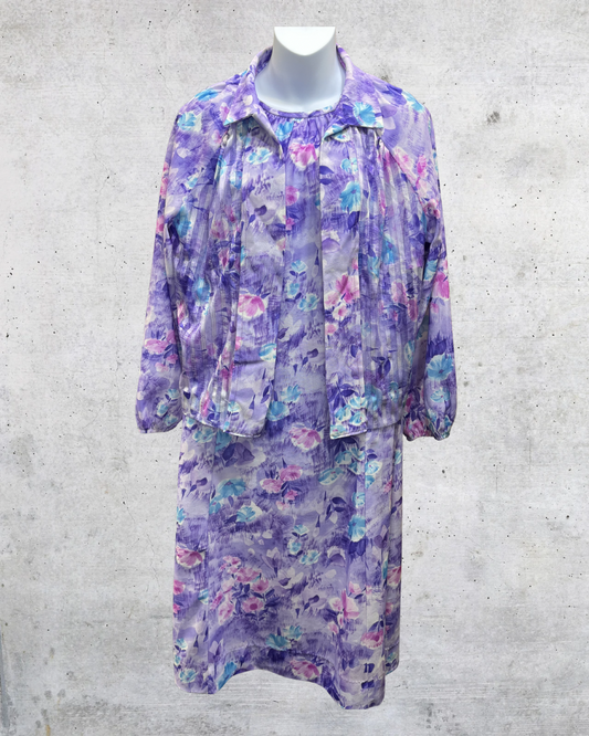 Vintage Tribute Lavender Floral Dress Set - Large