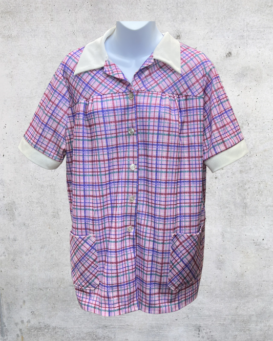 Vintage Andea of New York Pastel Plaid Pocket Blouse - Medium