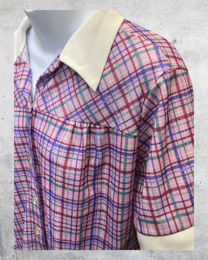 Vintage Andea of New York Pastel Plaid Pocket Blouse - Medium