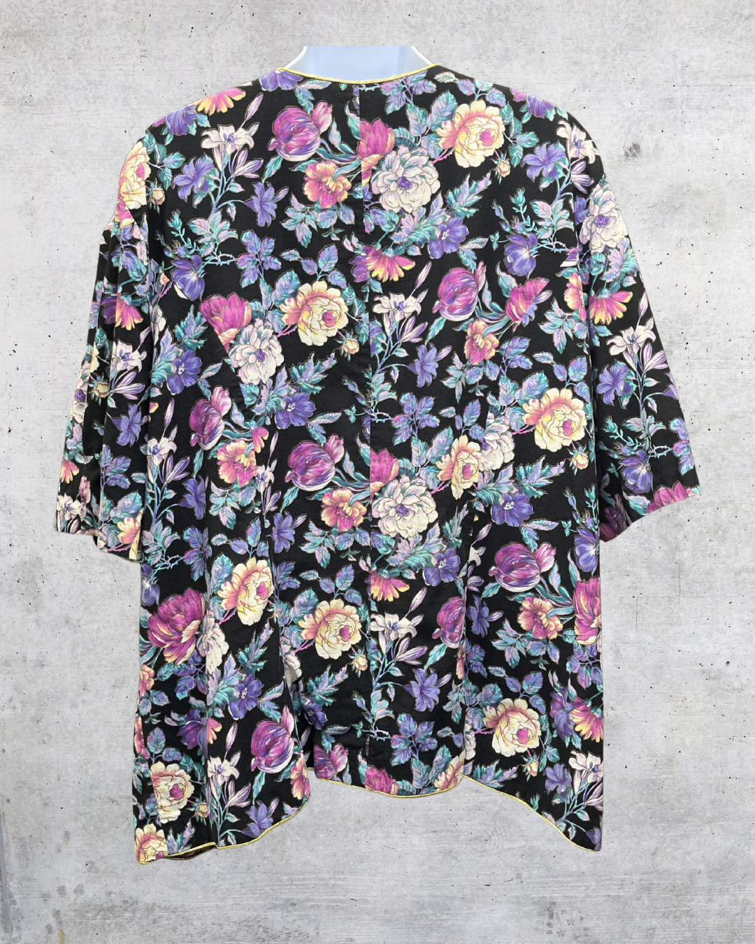 Vintage Tina Barrie Black Floral Button Front Blouse - XXL
