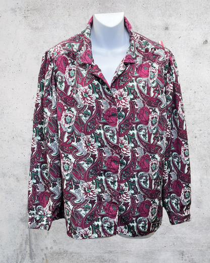 Vintage D.K. Gold Paisley Floral Blouse - Medium