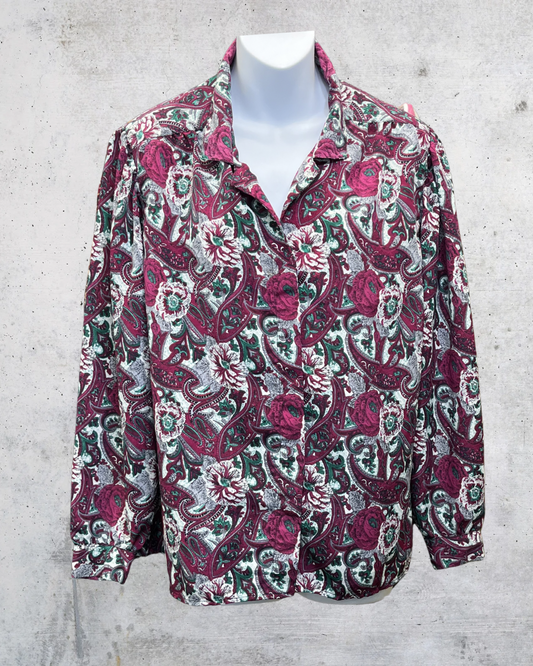 Vintage D.K. Gold Paisley Floral Blouse - Medium