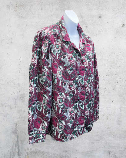Vintage D.K. Gold Paisley Floral Blouse - Medium