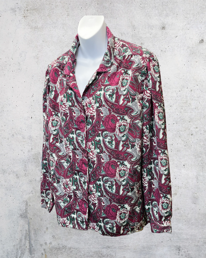 Vintage D.K. Gold Paisley Floral Blouse - Medium
