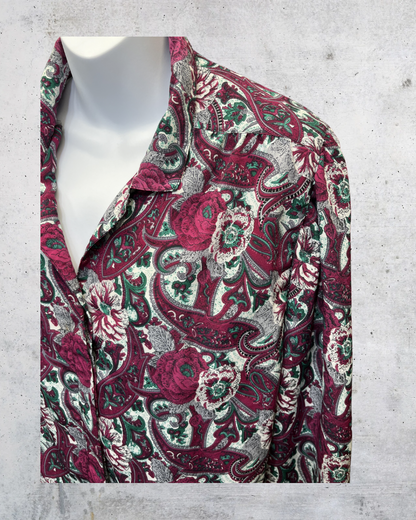 Vintage D.K. Gold Paisley Floral Blouse - Medium
