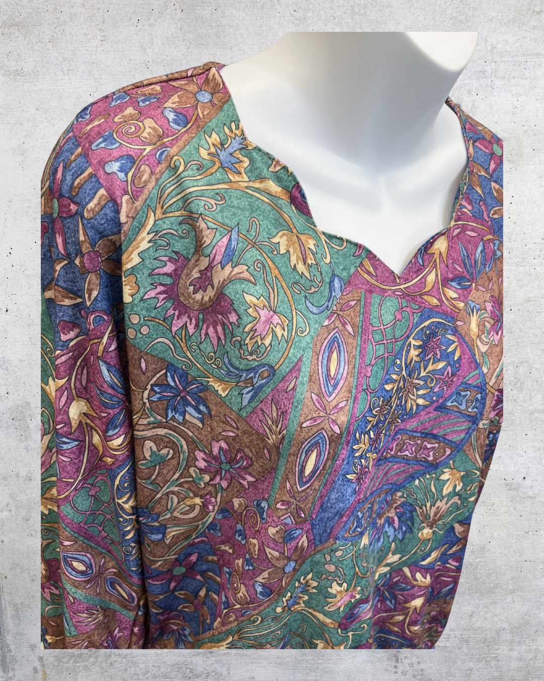 Vintage 90s Teddi Paisley Smocked Hem Blouse - Large