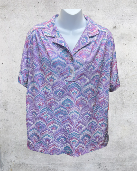 Vintage Amy Lynn Pastel Abstract Blouse - Medium