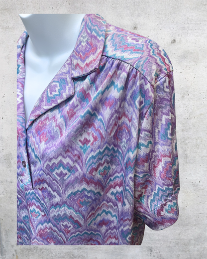 Vintage Amy Lynn Pastel Abstract Blouse - Medium