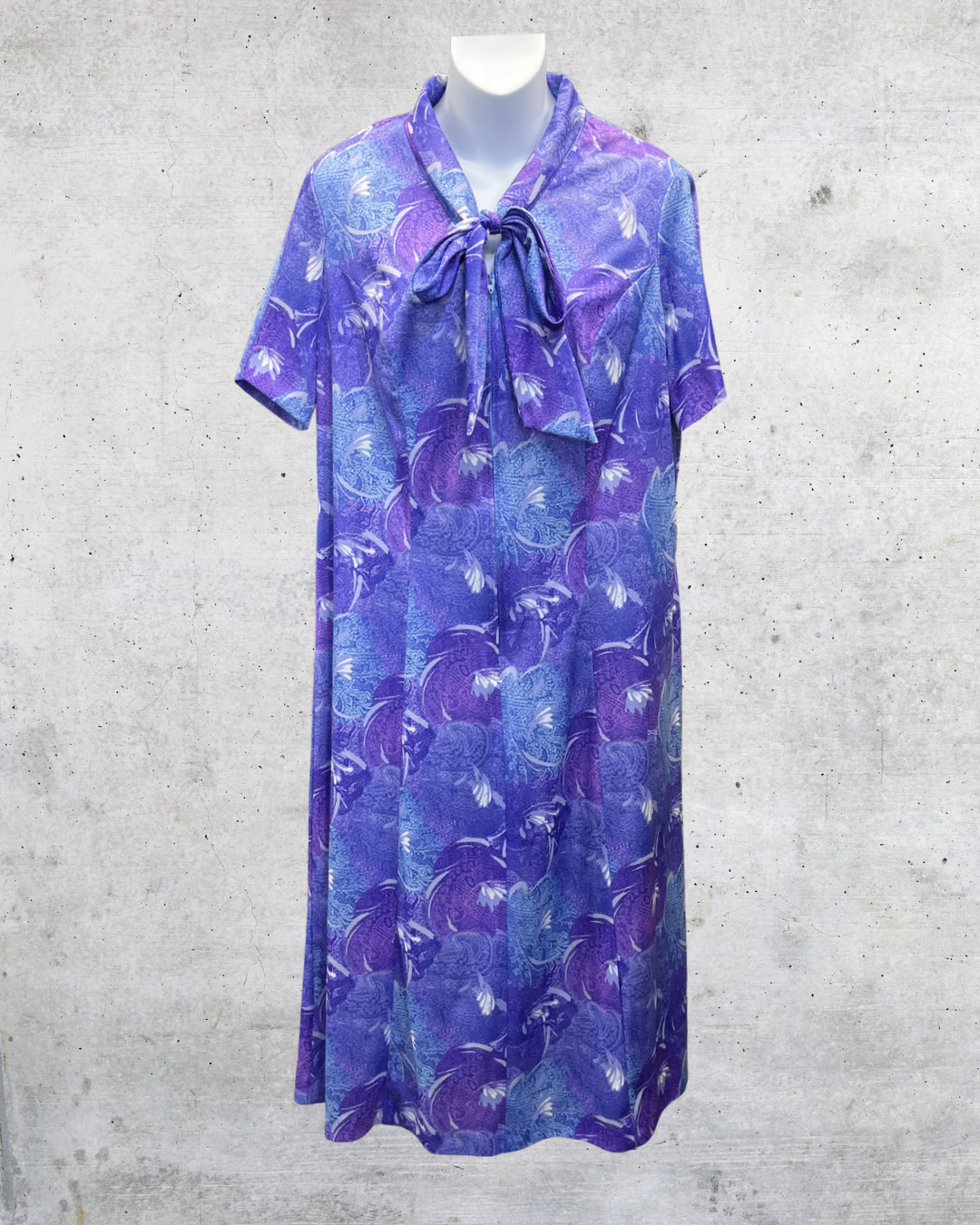 Vintage CB New York Purple Tie-Neck Midi Dress - Large