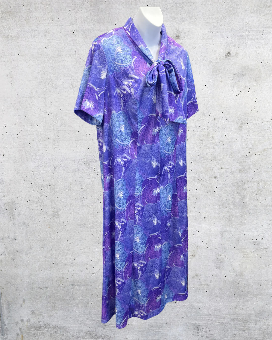 Vintage CB New York Purple Tie-Neck Midi Dress - Large