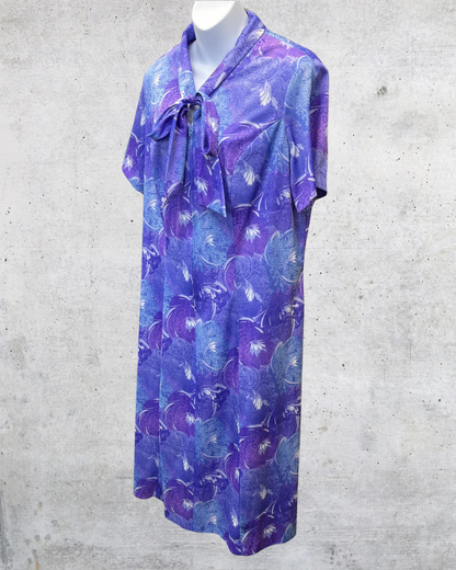Vintage CB New York Purple Tie-Neck Midi Dress - Large