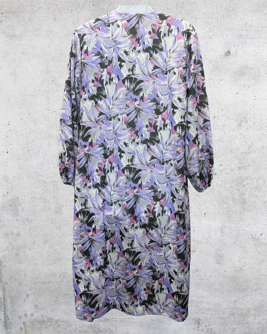 Vintage Nancy Frock Purple Abstract Floral Belted Midi Dress - XL