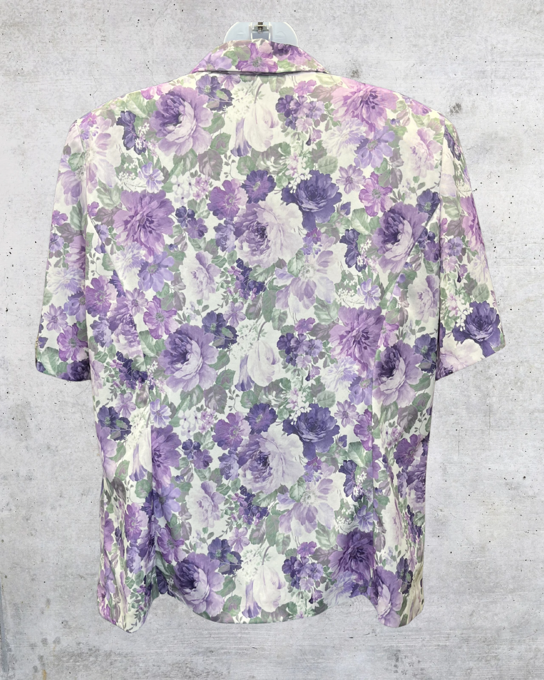 Vintage Adrian Delafield Lavender Floral Lace Collar Blouse - Large
