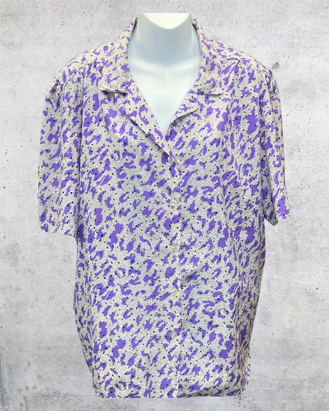 Purple Abstract Button-Up Blouse - XL