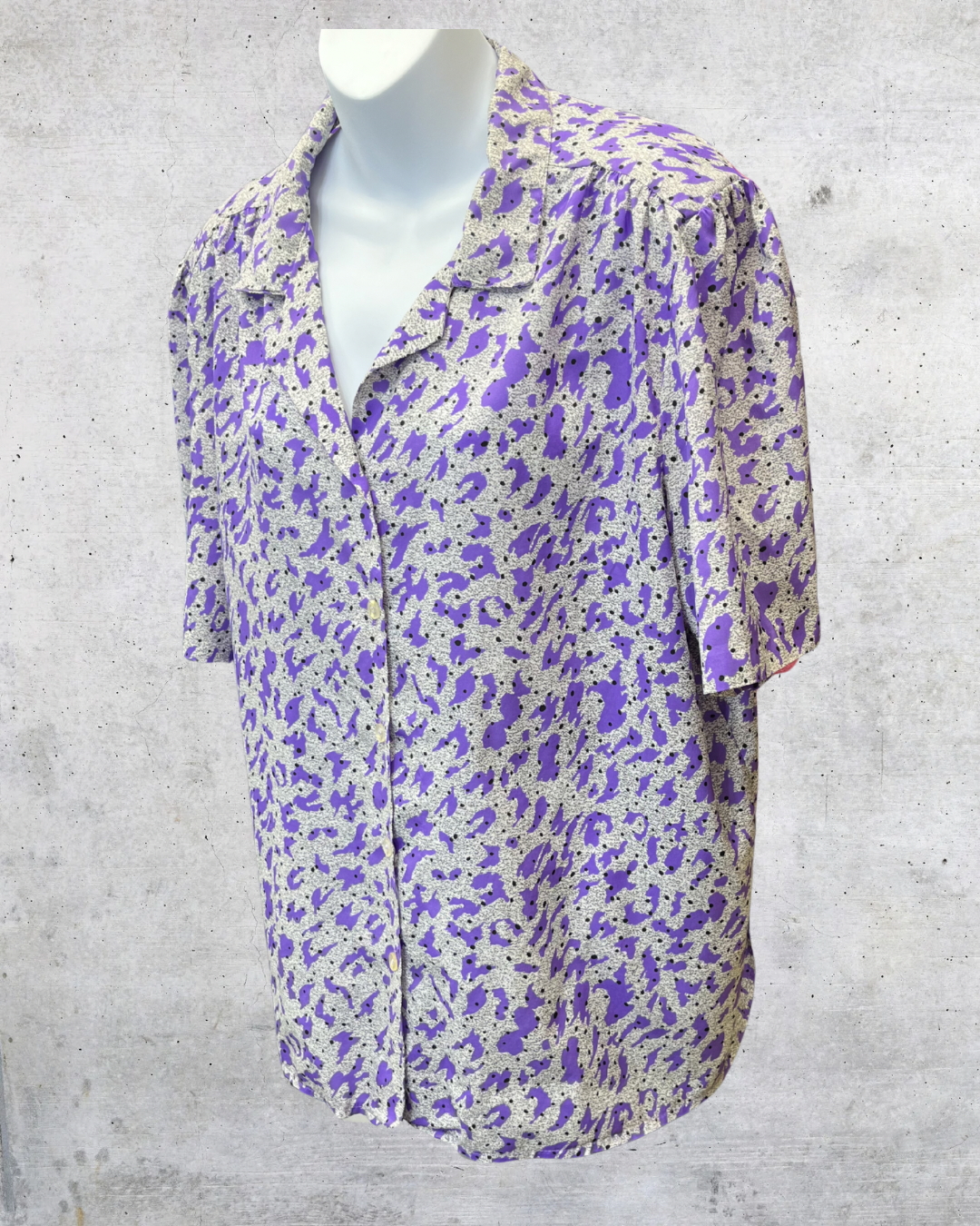 Purple Abstract Button-Up Blouse - XL