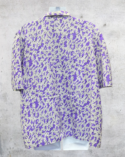 Purple Abstract Button-Up Blouse - XL