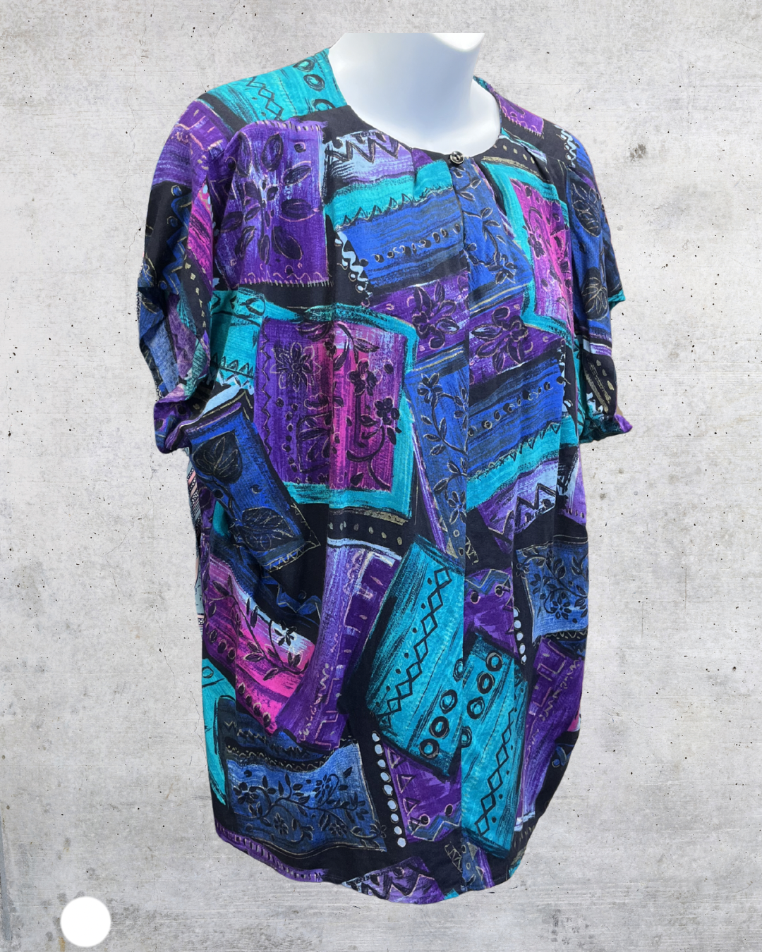 Vintage Handmade Abstract Patchwork Blouse - Large