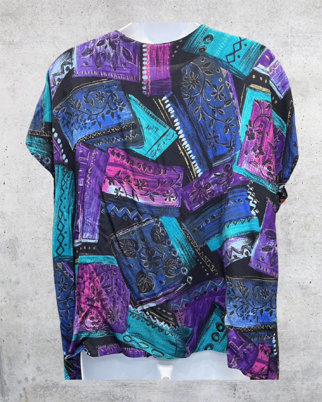 Vintage Handmade Abstract Patchwork Blouse - Large