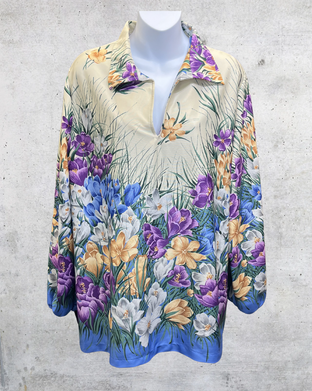 Vintage Funny Bones Floral Garden Border Blouse - Large