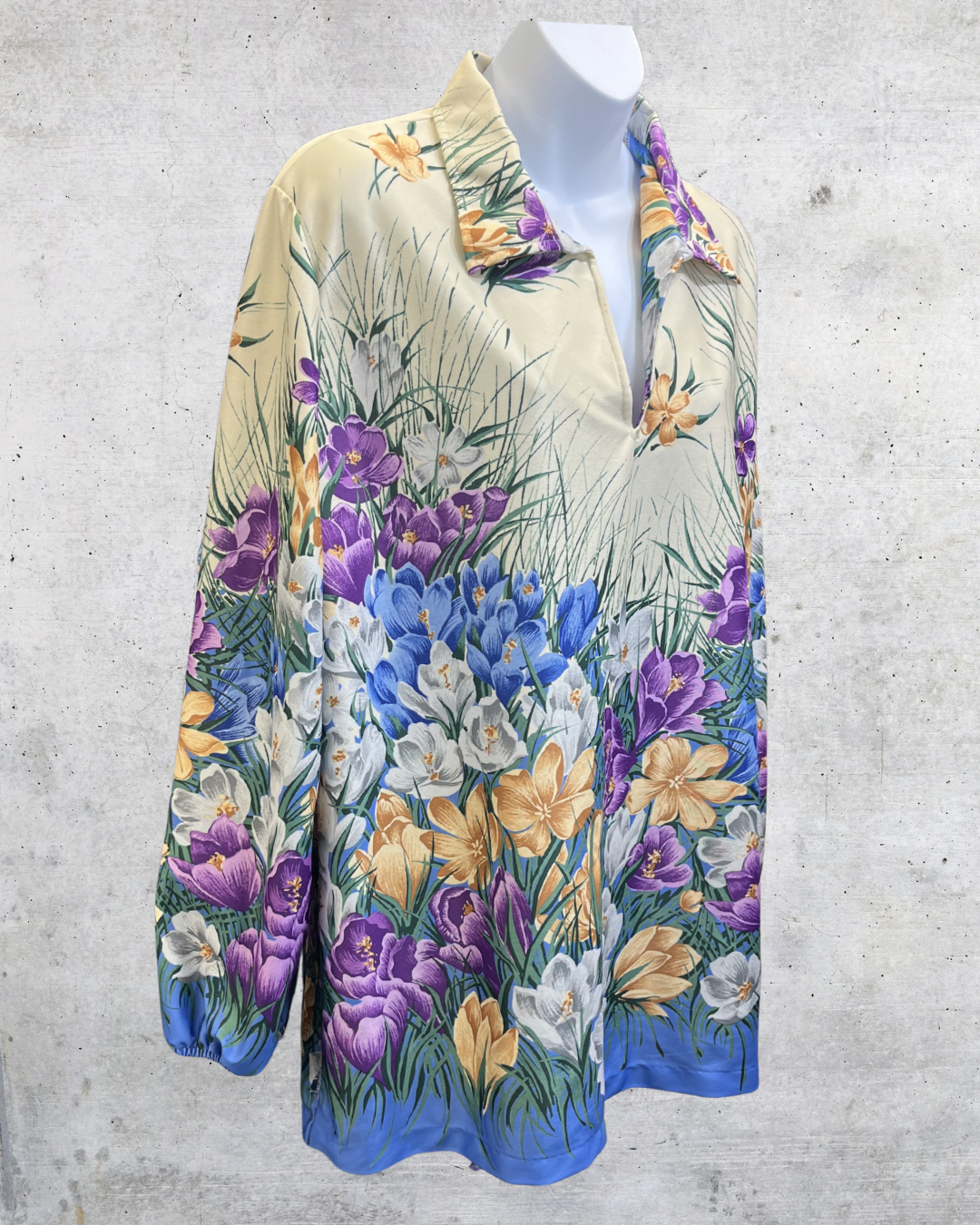Vintage Funny Bones Floral Garden Border Blouse - Large
