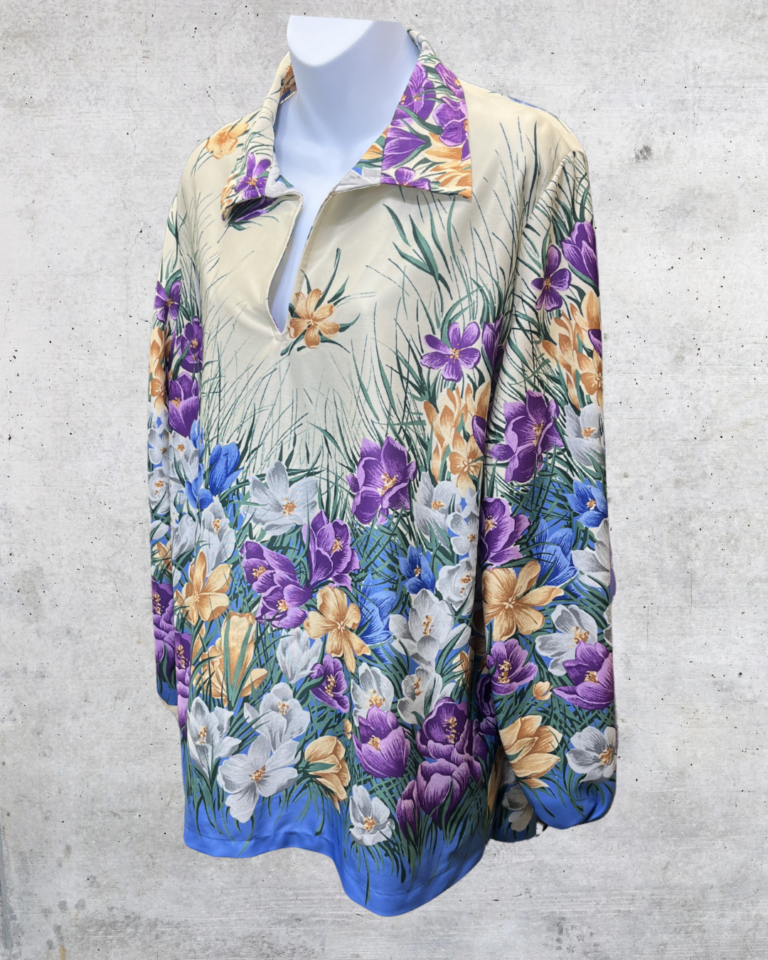 Vintage Funny Bones Floral Garden Border Blouse - Large