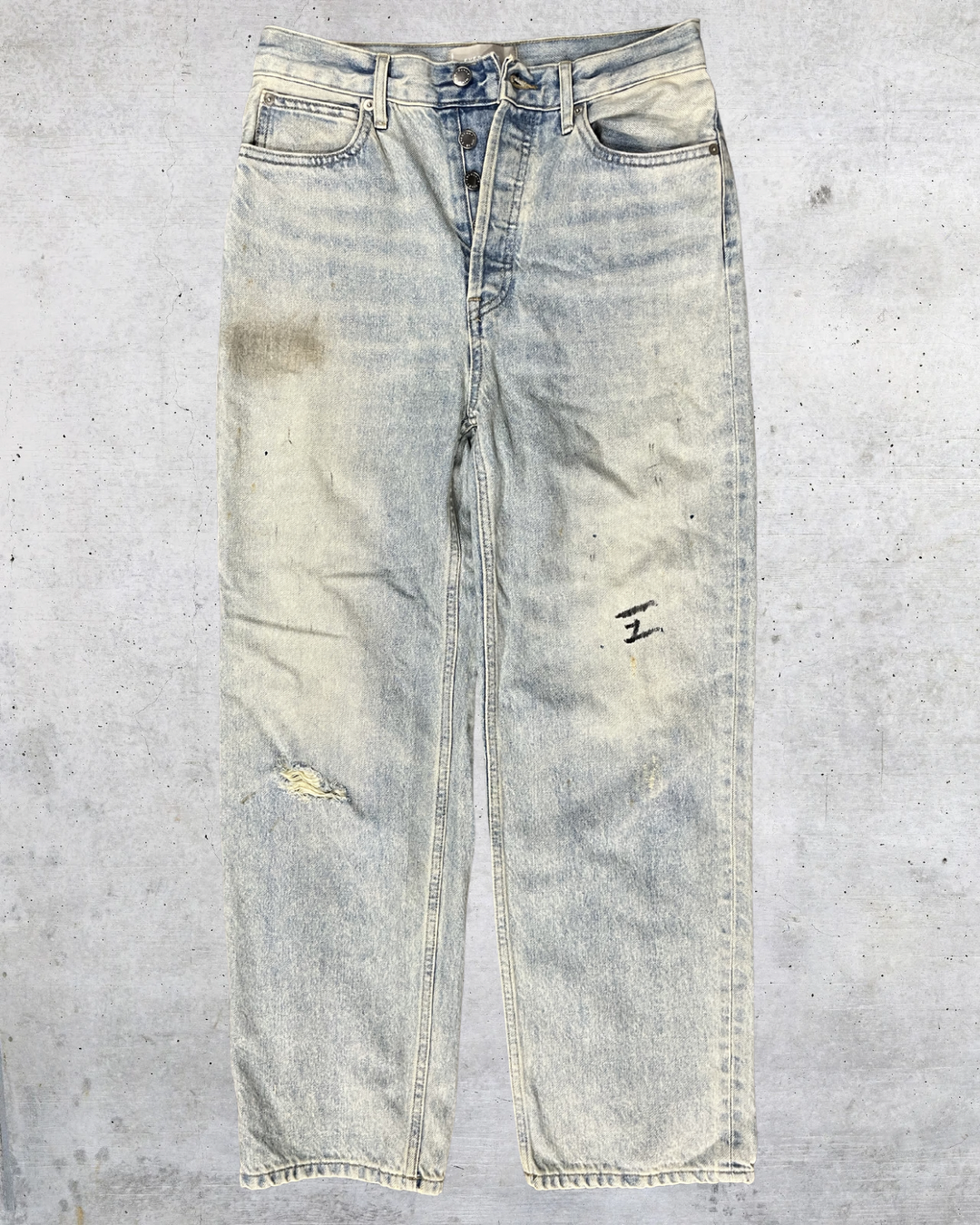 Everlane The 90s Way High Jean Light Wash Distressed Denim - Size 27