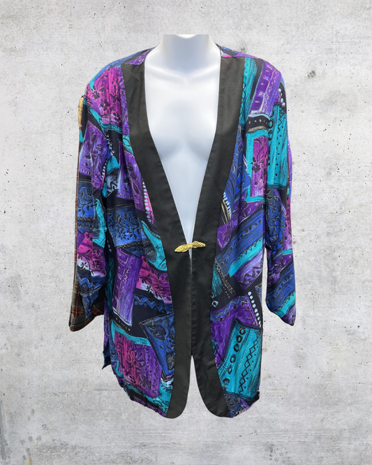 Vintage 90s Maggie Sweet Abstract Open Front Jacket - Large