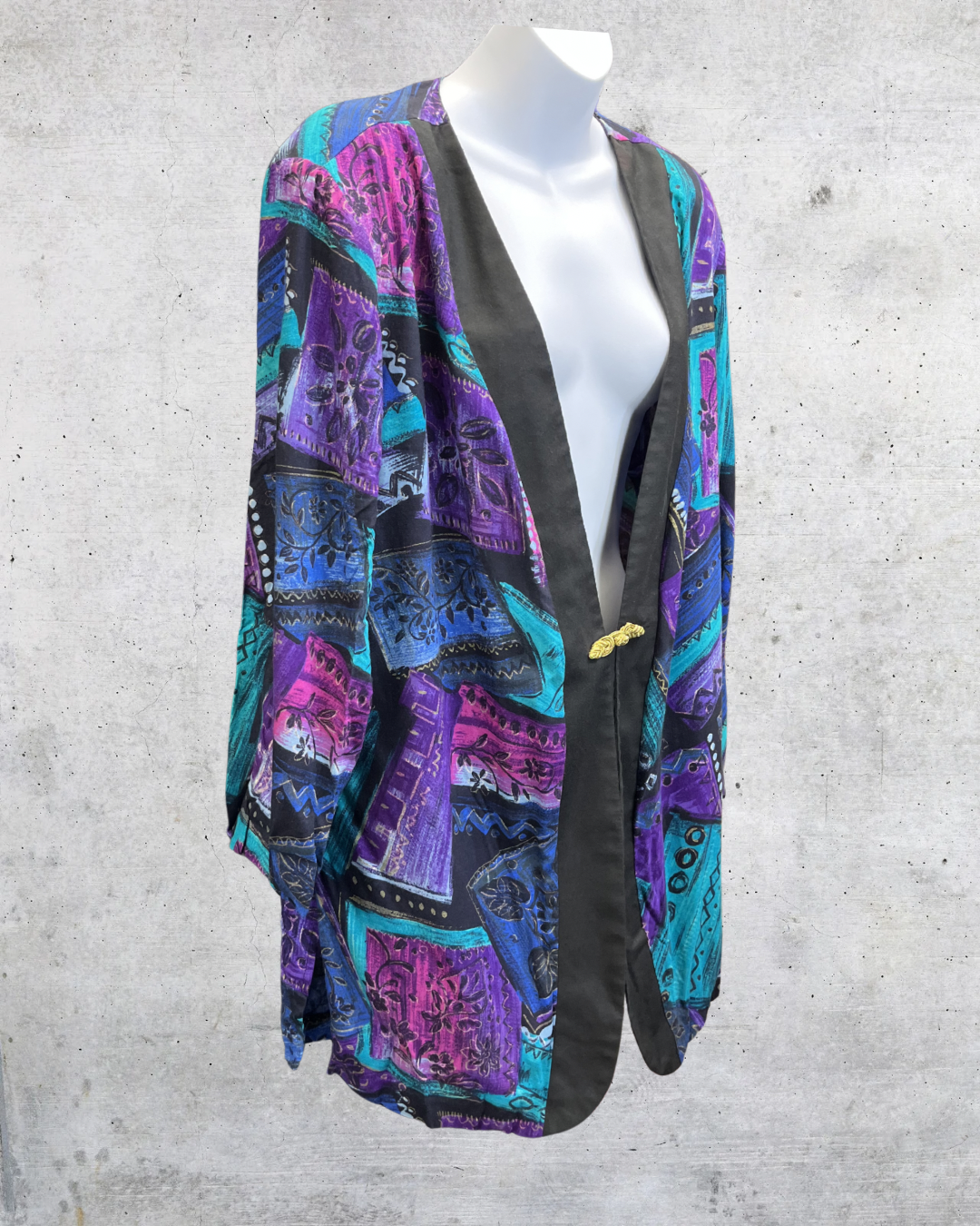 Vintage 90s Maggie Sweet Abstract Open Front Jacket - Large