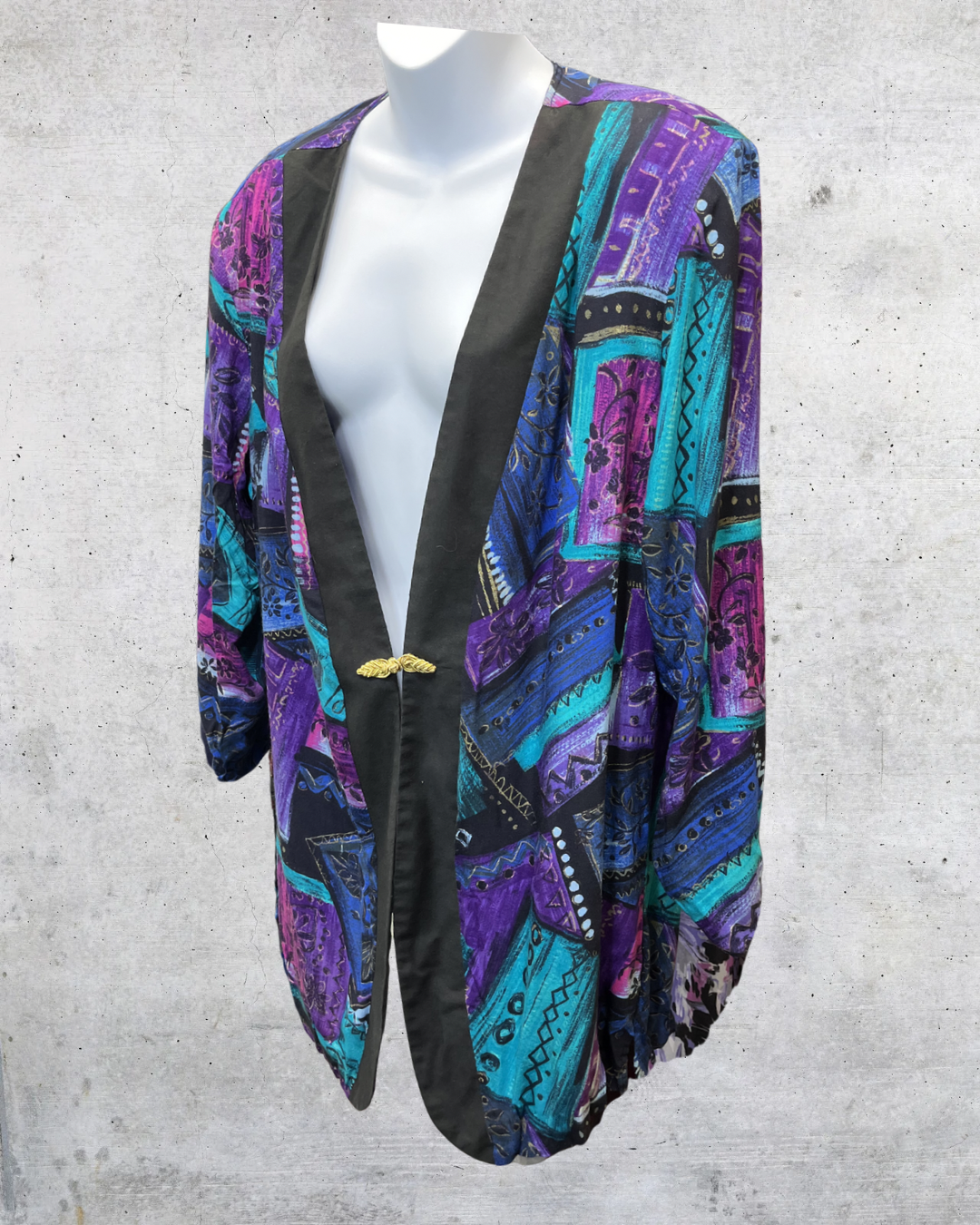 Vintage 90s Maggie Sweet Abstract Open Front Jacket - Large