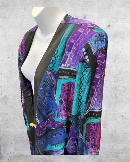 Vintage 90s Maggie Sweet Abstract Open Front Jacket - Large