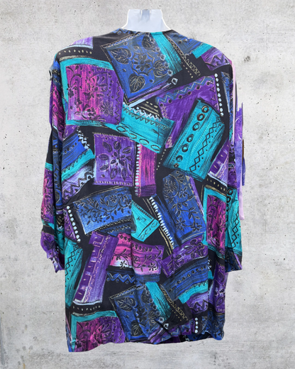 Vintage 90s Maggie Sweet Abstract Open Front Jacket - Large