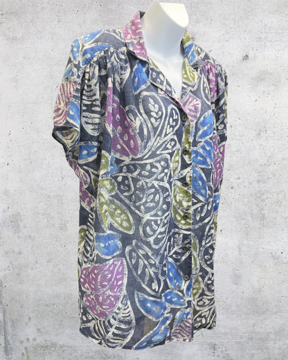 Vintage 90s Abstract Leaf Print Blouse -