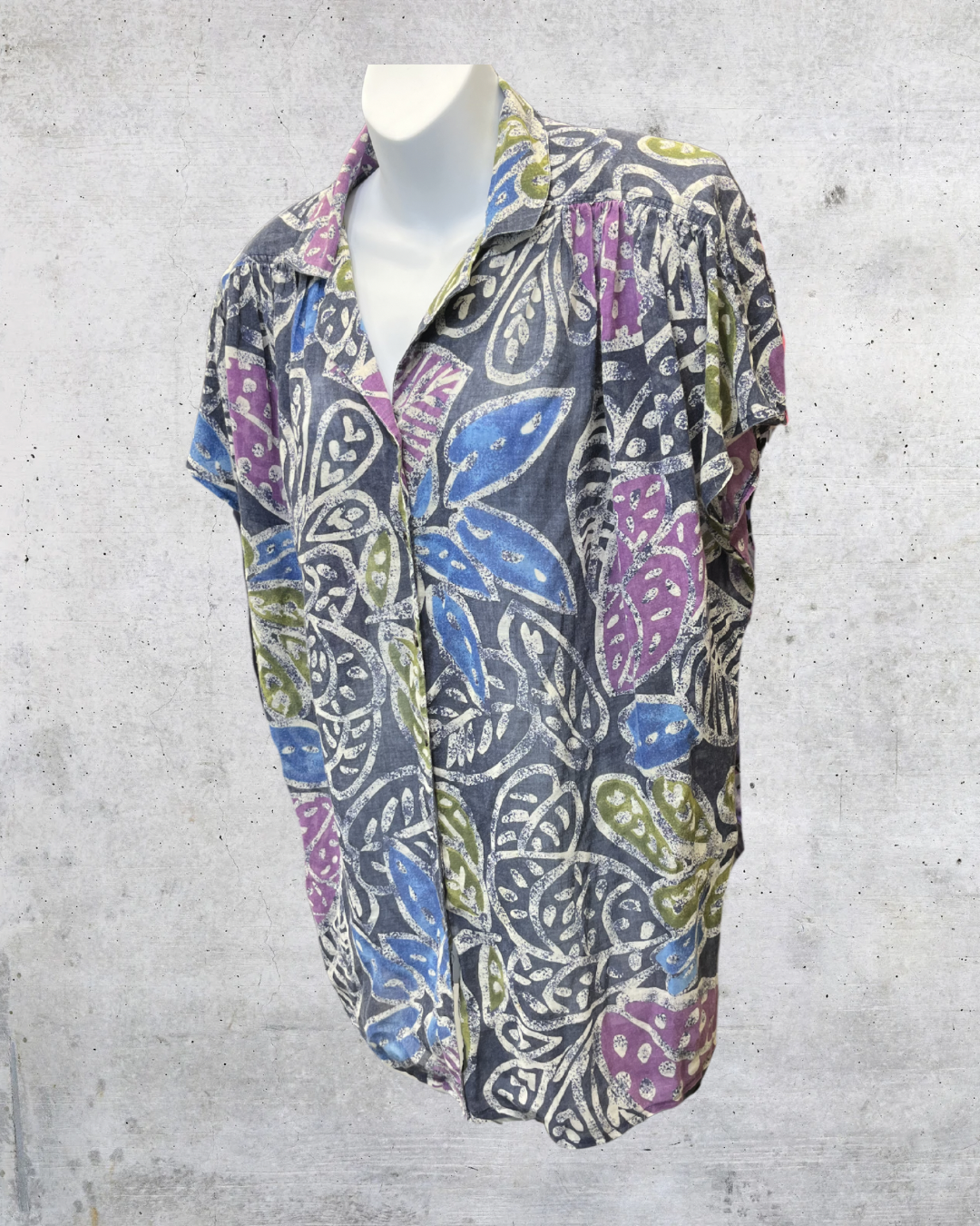Vintage 90s Abstract Leaf Print Blouse -