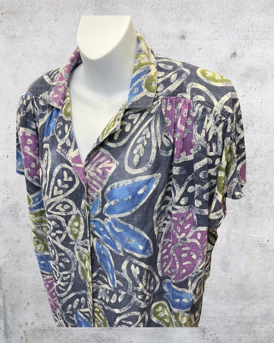 Vintage 90s Abstract Leaf Print Blouse -