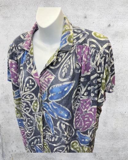 Vintage 90s Abstract Leaf Print Blouse -