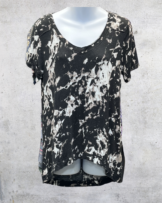Rock & Republic Black White Marble Wash Tee - Medium