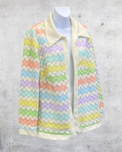 Vintage Montgomery Ward Pastel Open Knit Cardigan Jacket - Medium