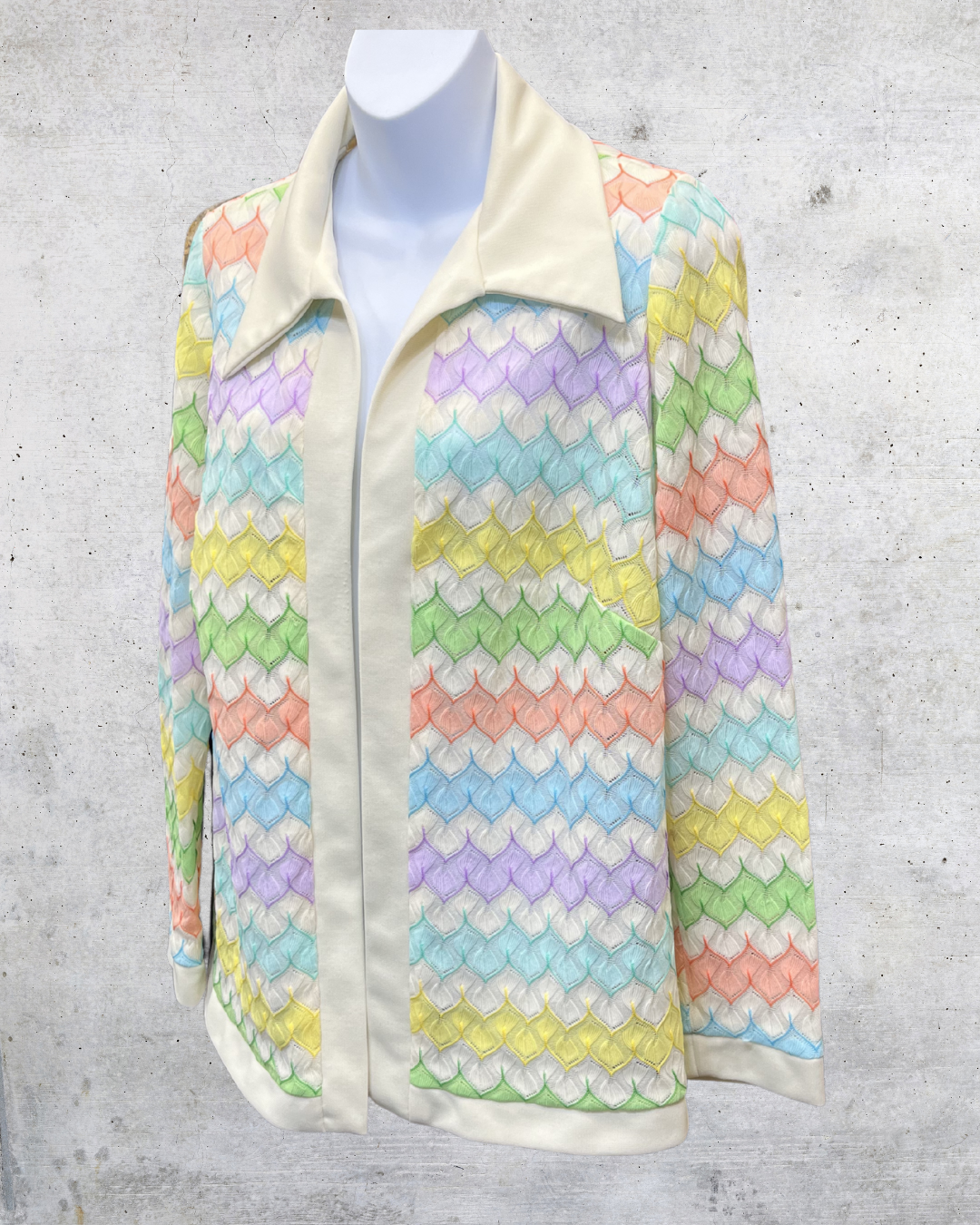 Vintage Montgomery Ward Pastel Open Knit Cardigan Jacket - Medium