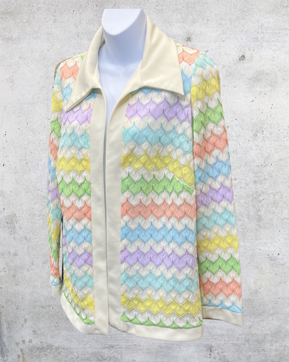 Vintage Montgomery Ward Pastel Open Knit Cardigan Jacket - Medium