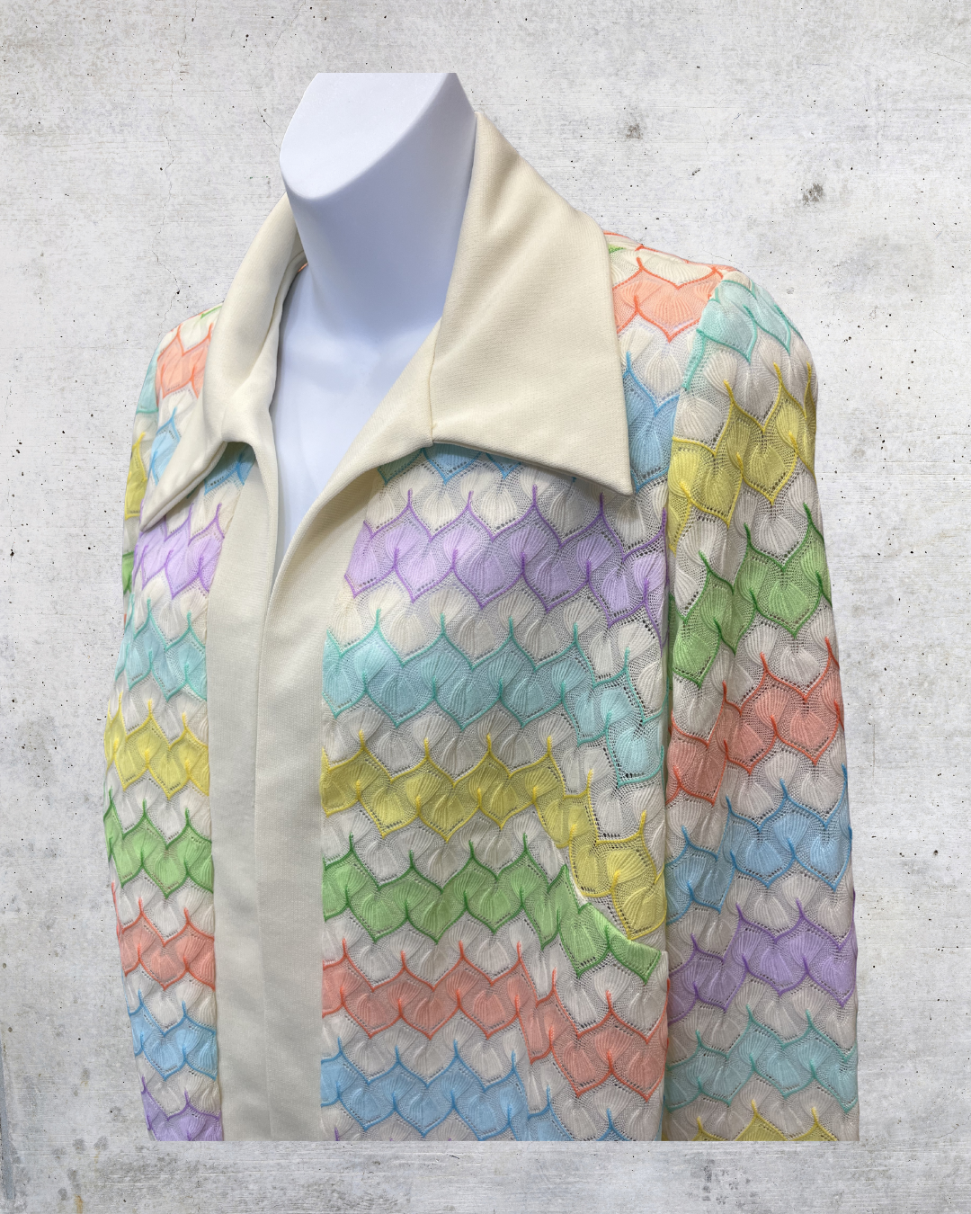 Vintage Montgomery Ward Pastel Open Knit Cardigan Jacket - Medium