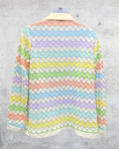 Vintage Montgomery Ward Pastel Open Knit Cardigan Jacket - Medium